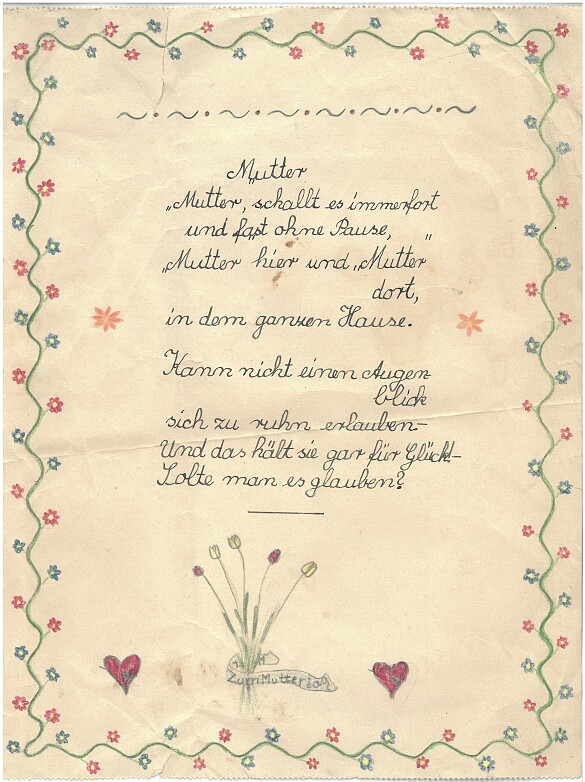 Muttertagsgedicht von 1953/54