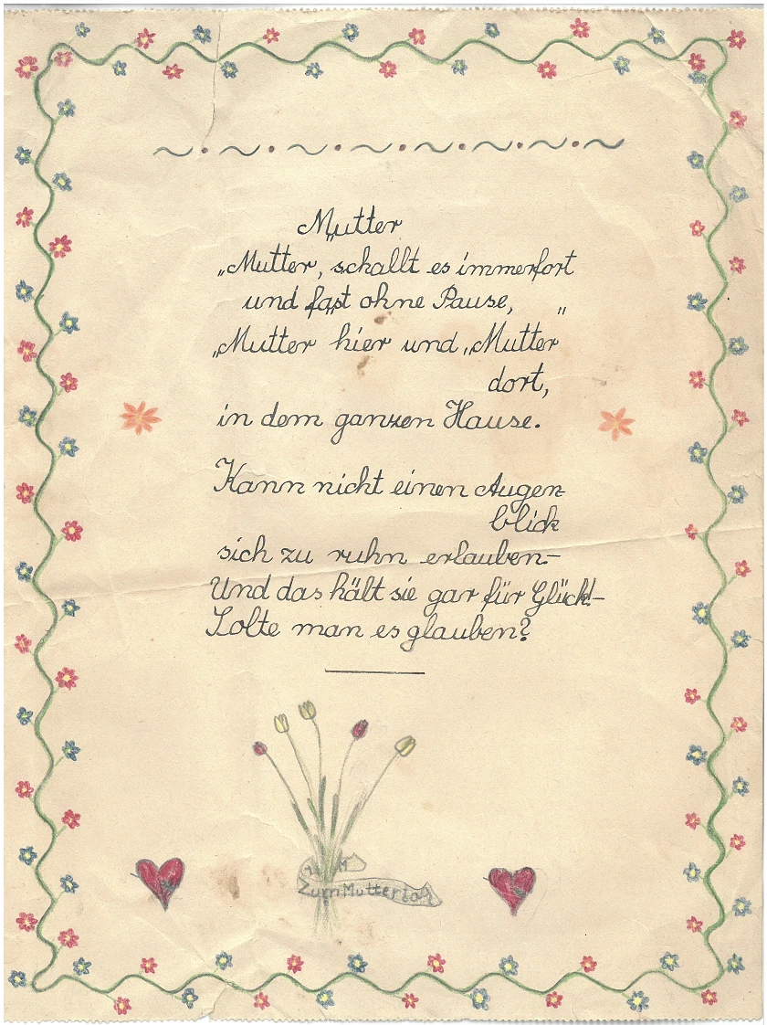 Muttertagsgedicht von 1953/54